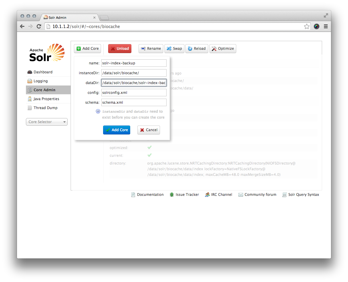 Add Solr core