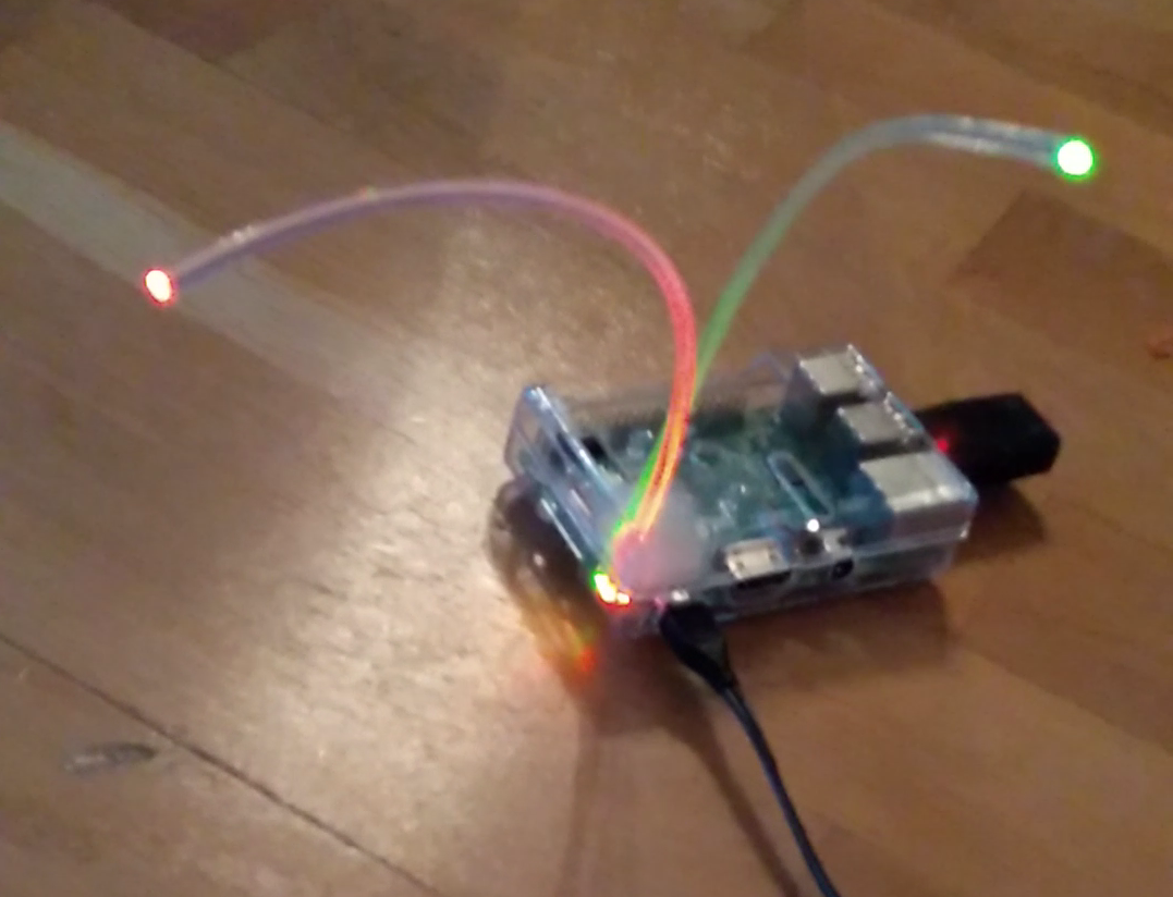 forward the Pi's onboard LEDs with fibre optic cables