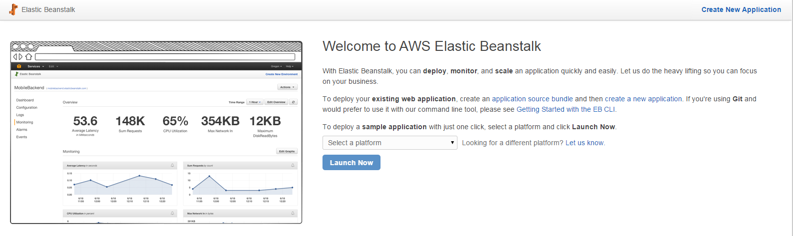 Elastic Beanstalk management console