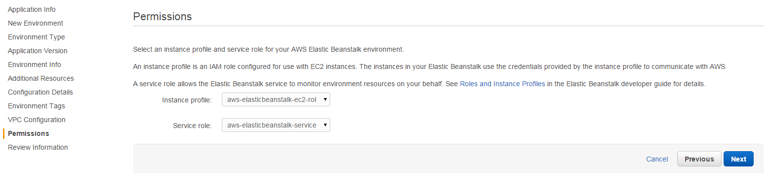 Elastic Beanstalk permissions