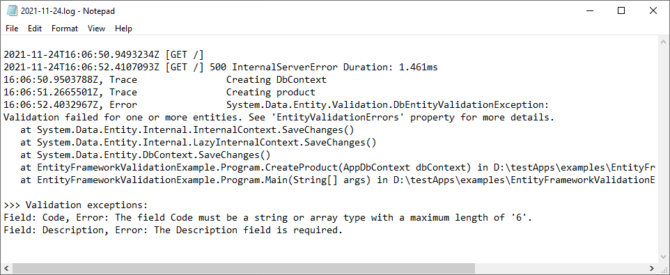 Entity Framework validation