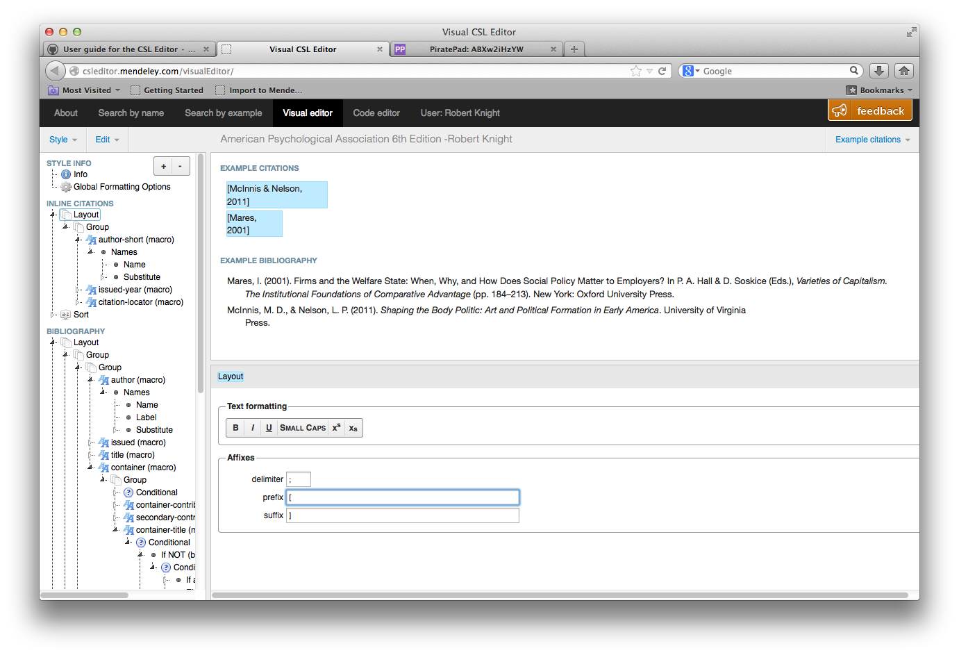 Customizing the citation style