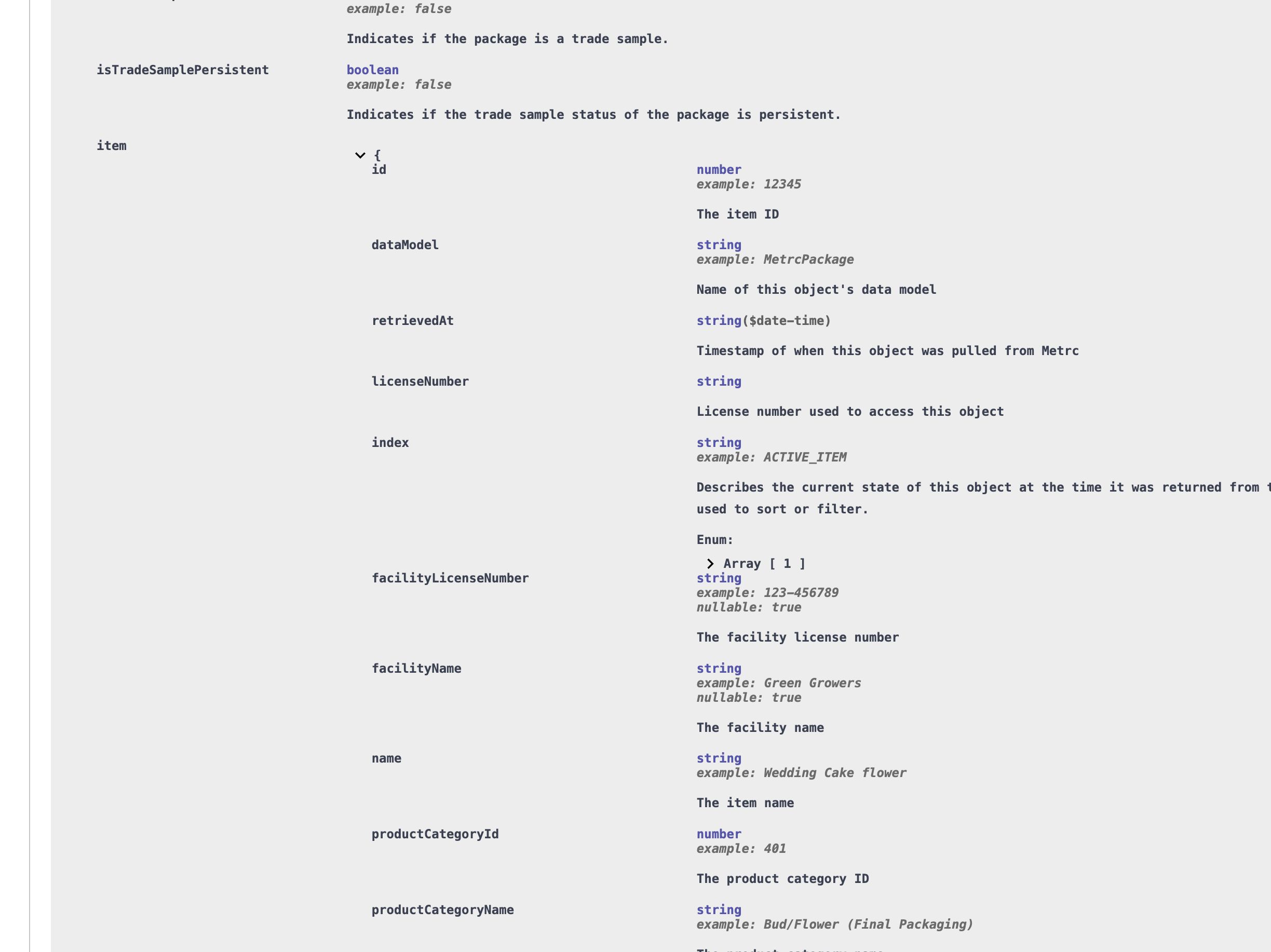 T3 API nested item schema