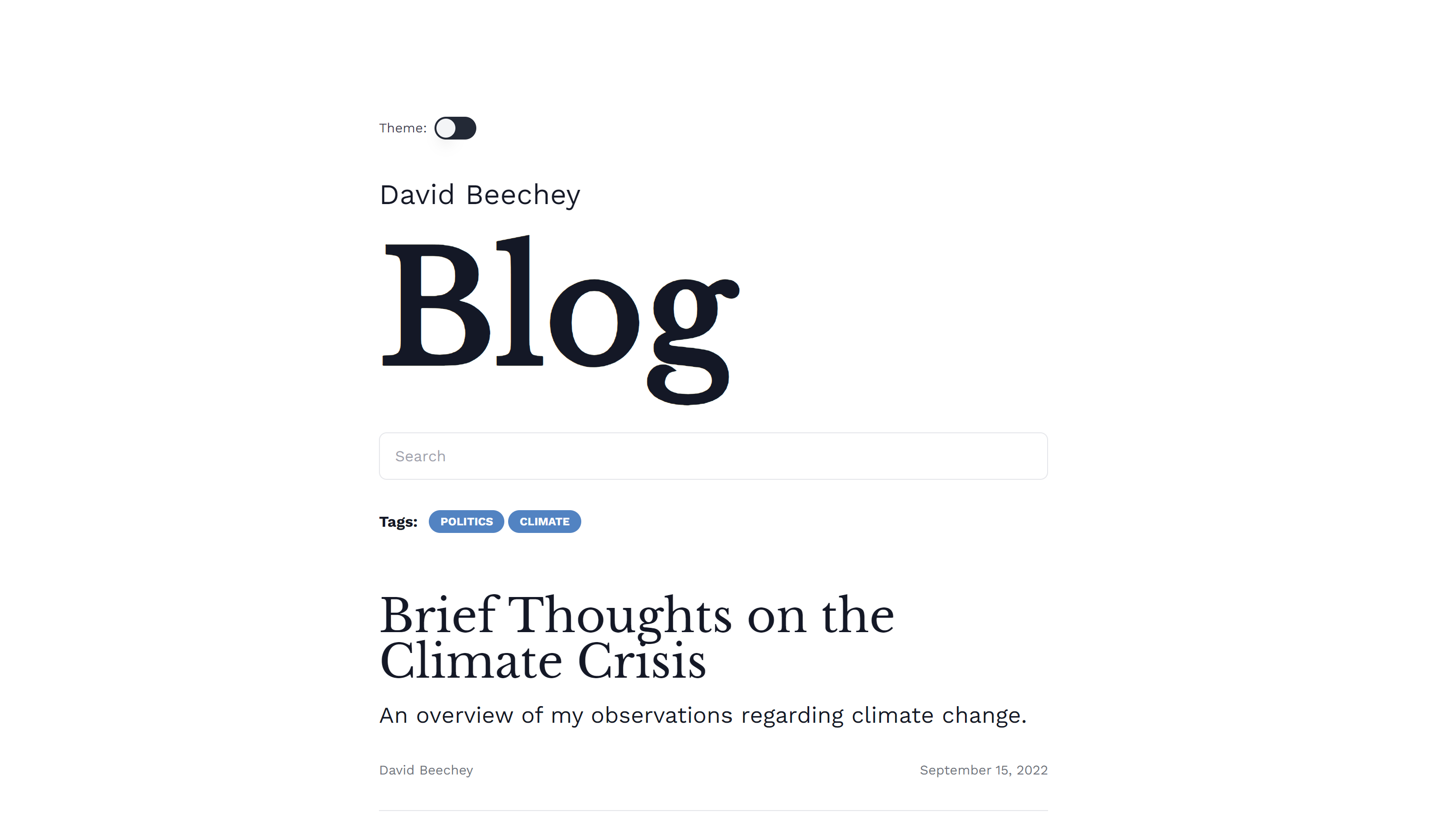 The font page of the blog.