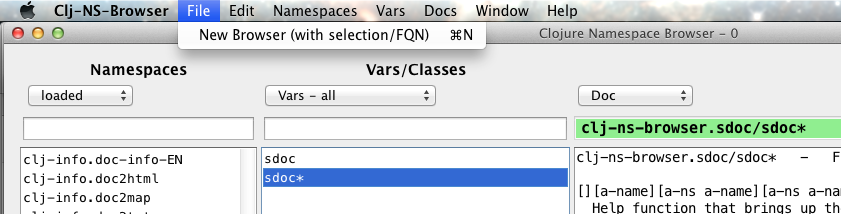 Clojure Namespace Browser