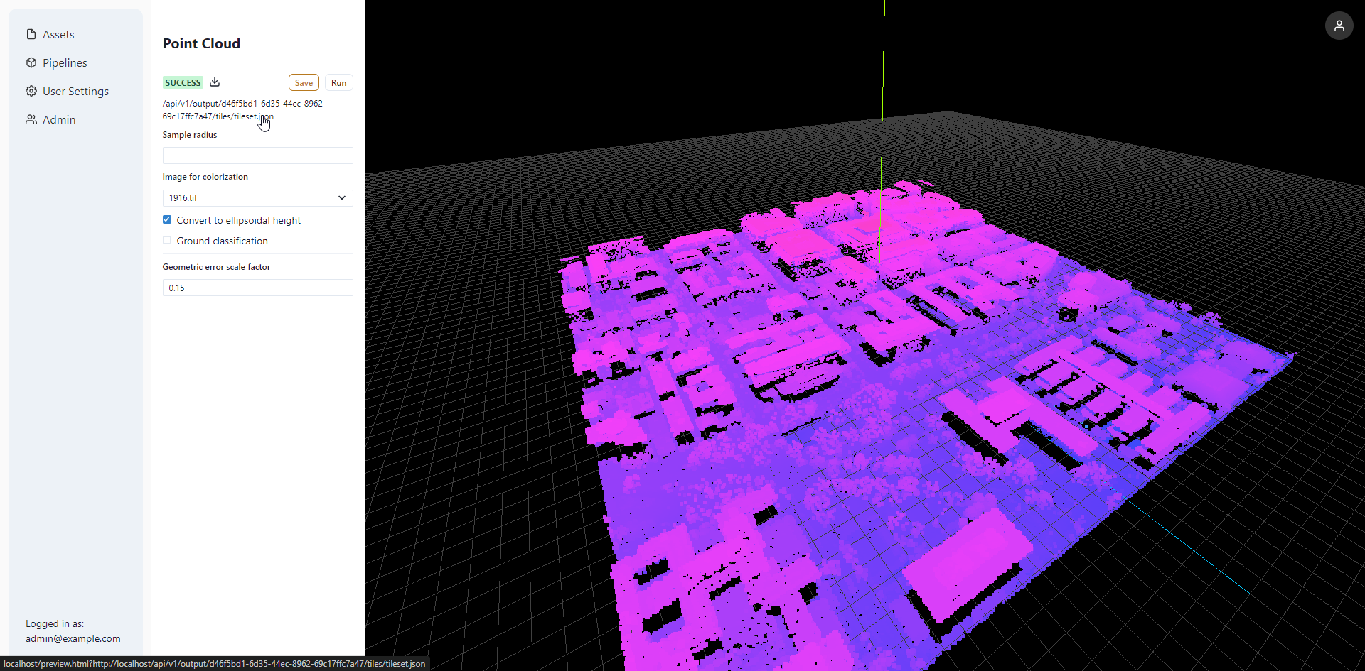 Initialize tiling process from user interface