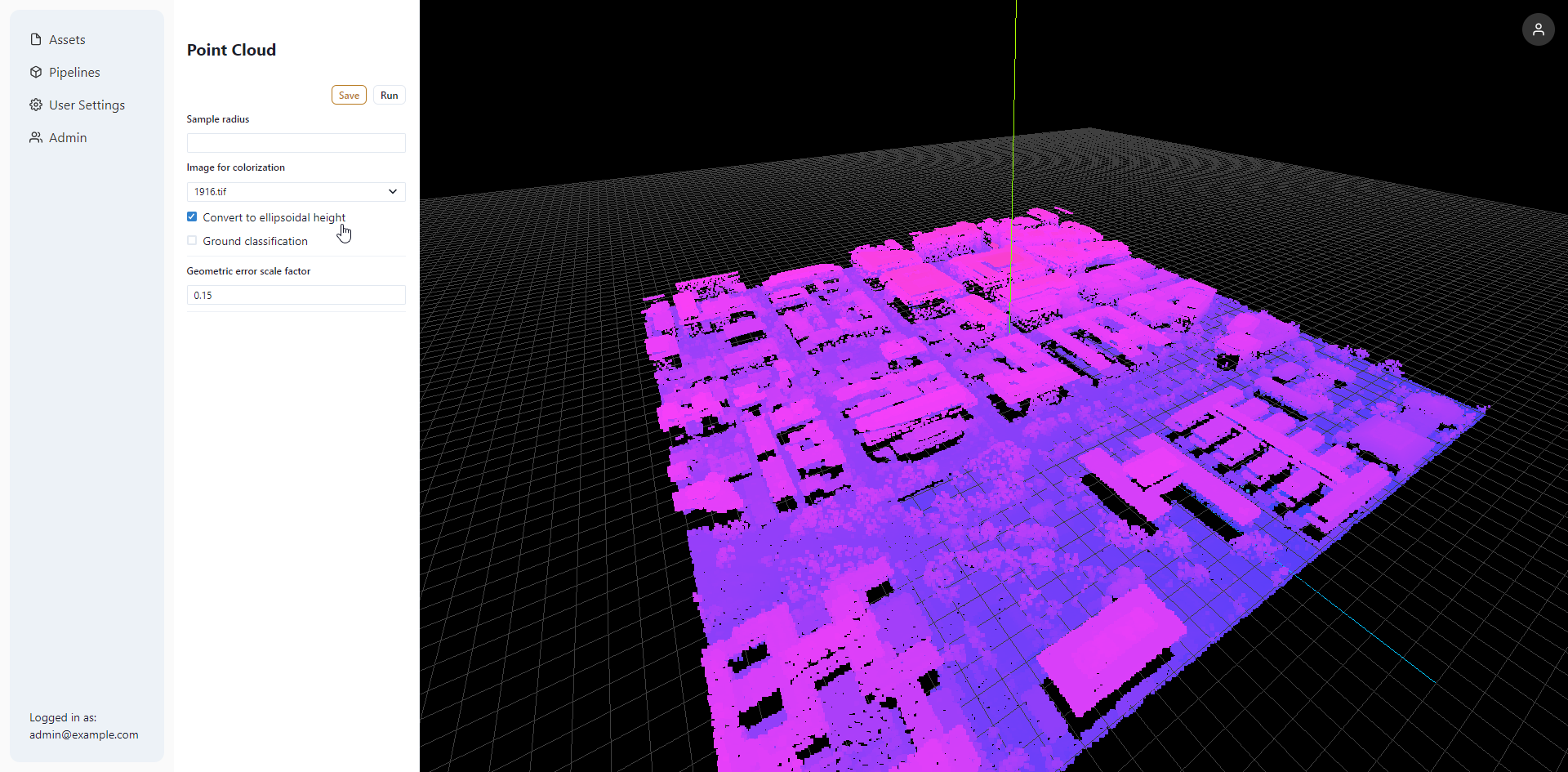 Edit form values for point cloud pipeline