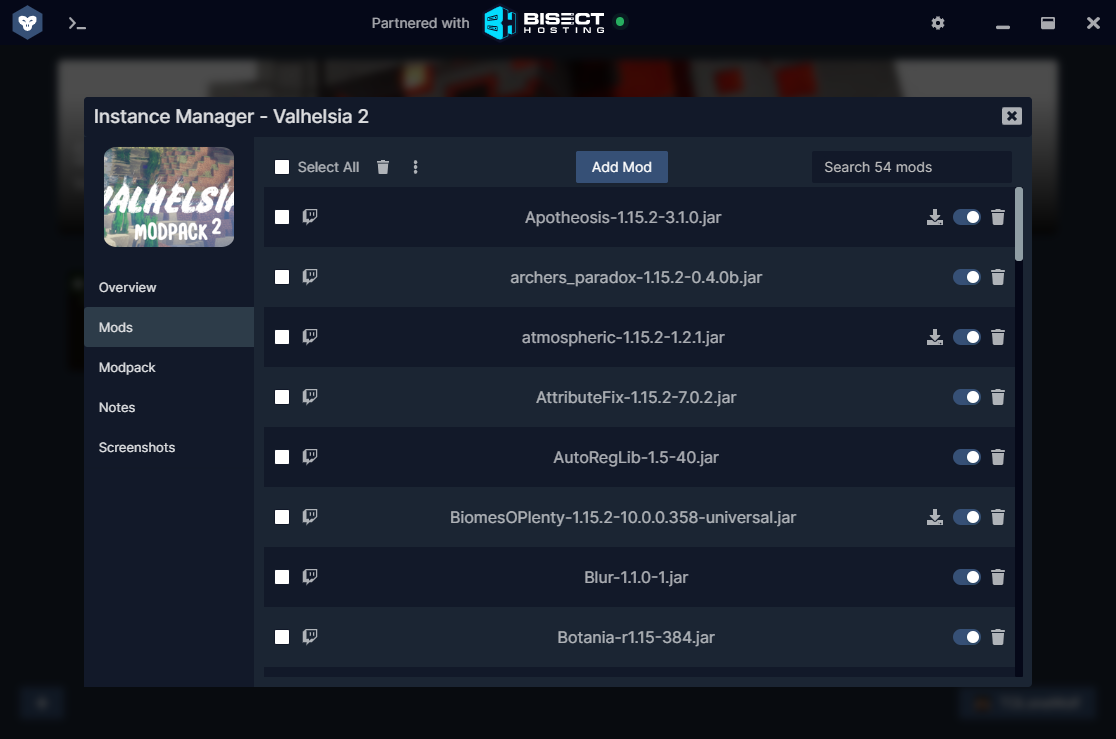 Instance Manager - mods