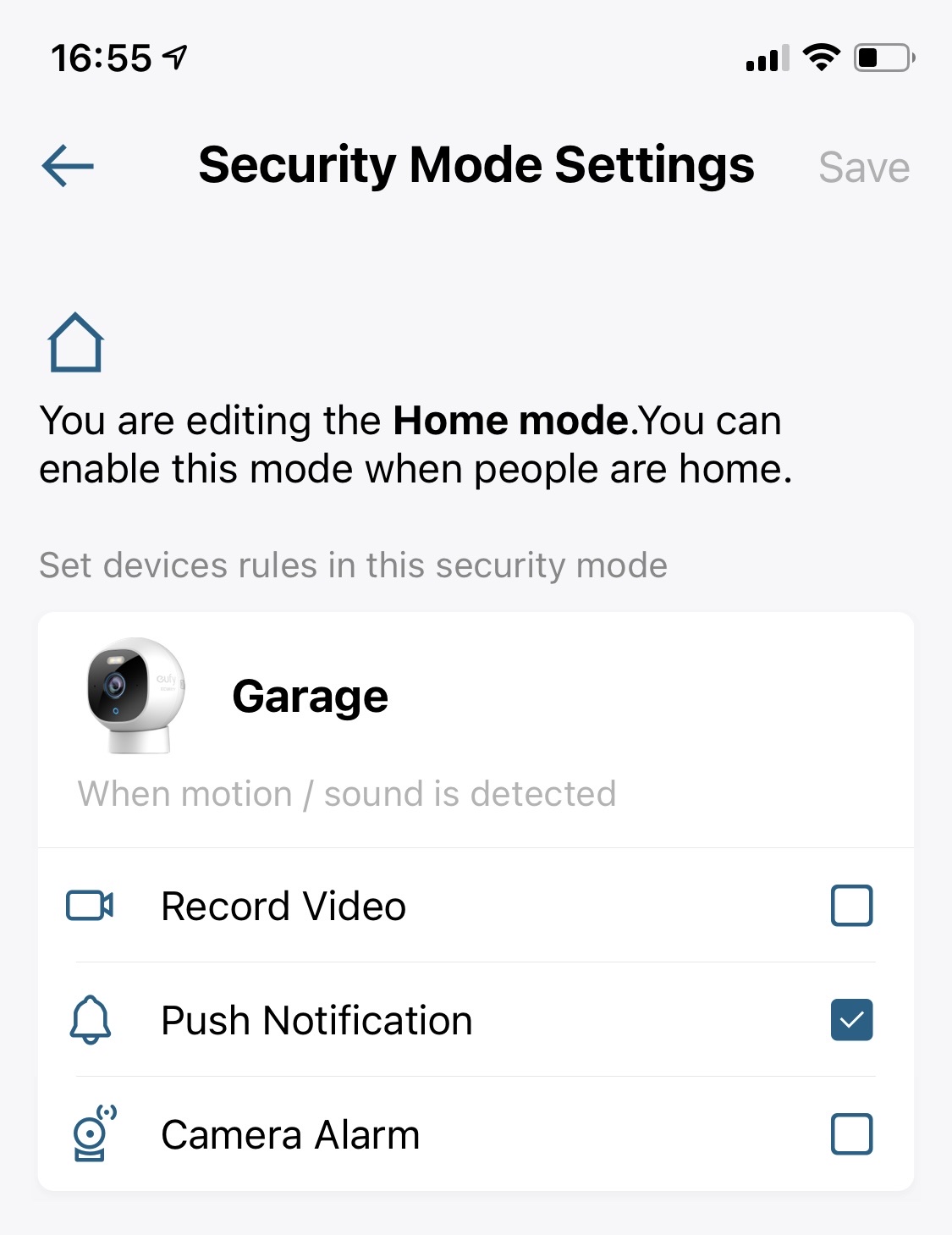 Security Mode Settings