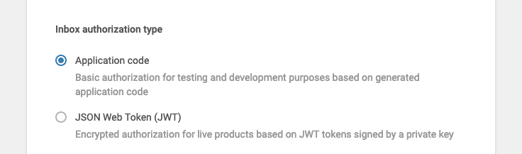 Inbox authorization type - Application code