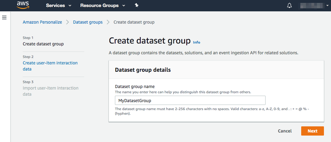 PersonalizeCreateDatasetGroup.png
