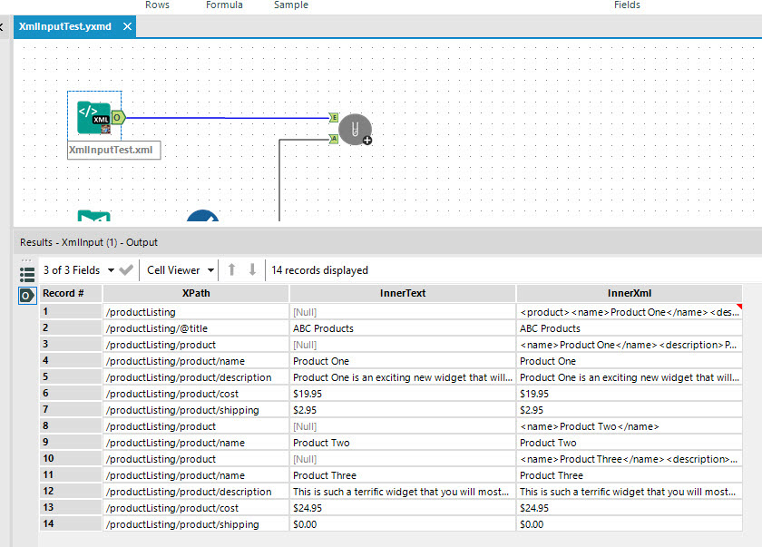 Working XML Input