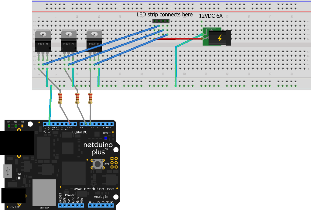 Netduino Driving 1 LED strip.png