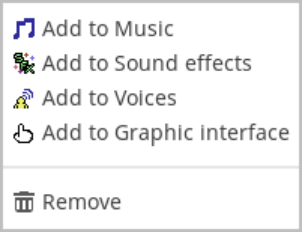 Audio tab Not assigned context options