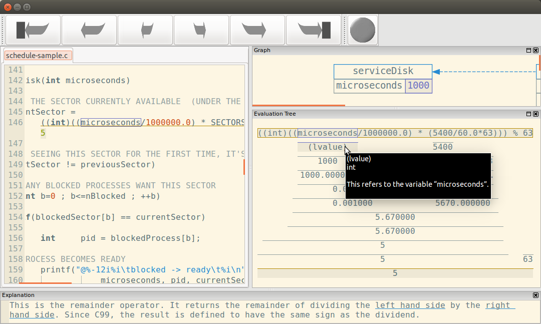 Value in memory highlighted in graph window