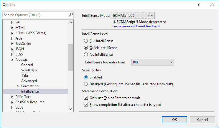 NTVS 1.2 IntelliSense modes