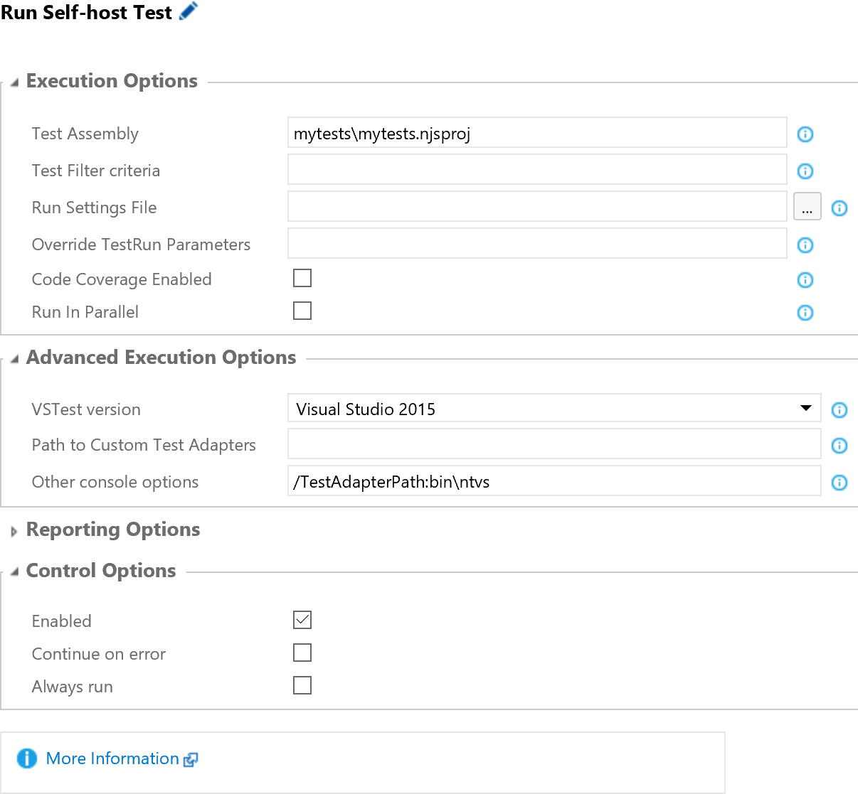 Configuring Visual Studio Test task under VSTS