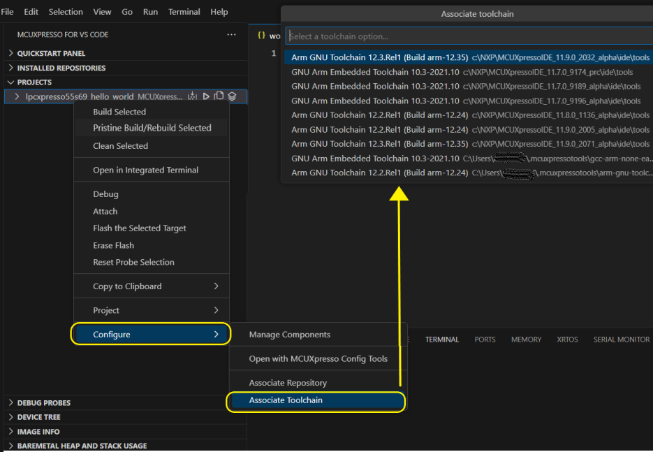 Associate toolchain