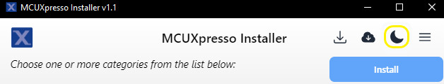 MCUXpresso Installer Theme Light