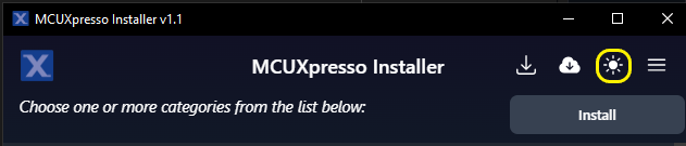 MCUXpresso Installer Theme Dark