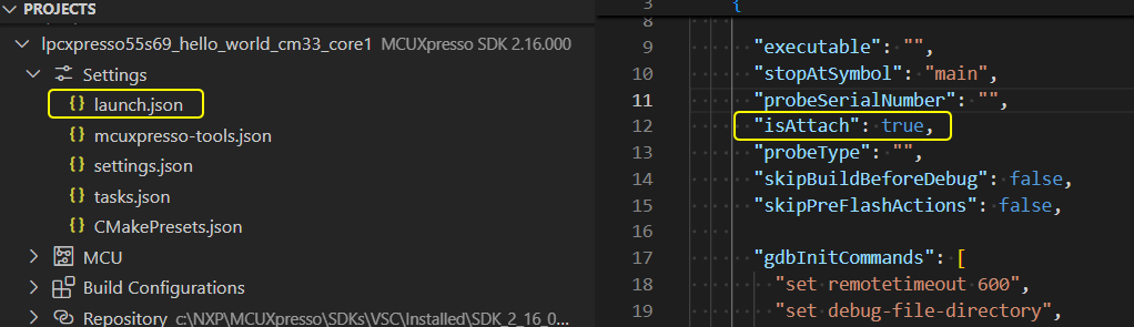 Multicore Debug Attach Json