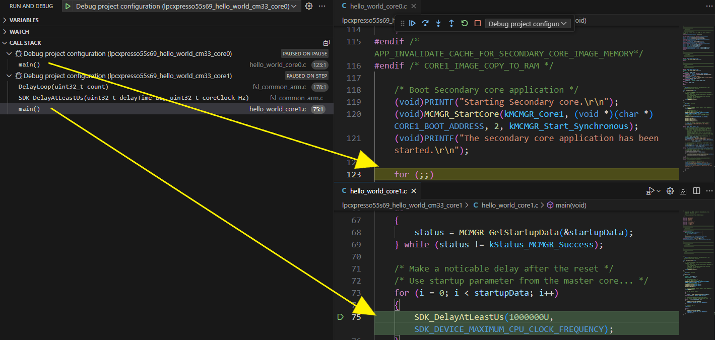 Multicore Debug 2 Sessions