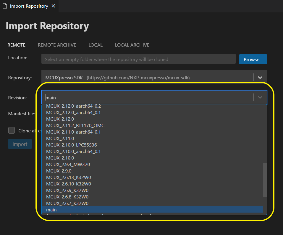 Install revision SDK