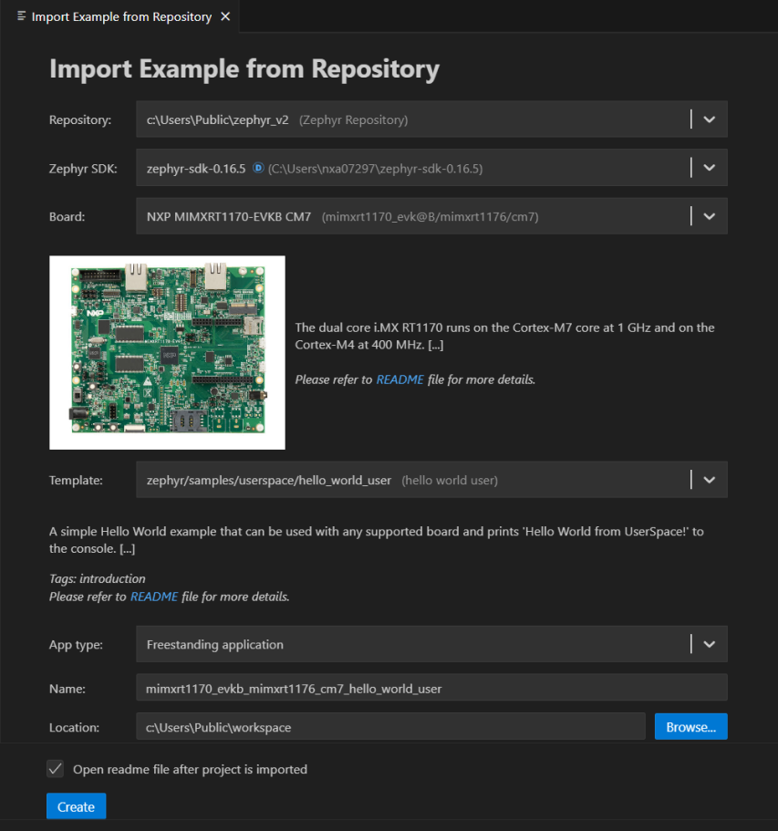 Zephyr import example