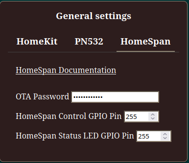 HomeSpan Settings