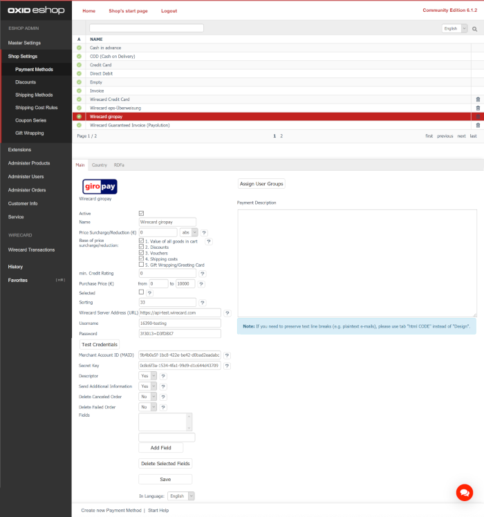 giropay Configuration