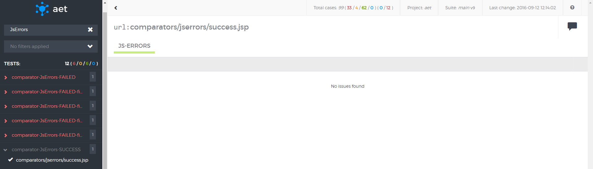 JS errors success